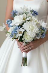 Blue and white artificial boho bridal bouquet