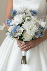 Luxury artificial blue and white bridal bouquet