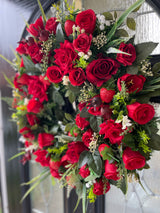 Luxury artificial Red rose and strawberry year round wreath