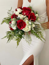 Luxury red and white artificial wedding bouquet collection