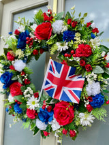 Extra large luxury Patriotic Red, white and blue artificial wreath year round