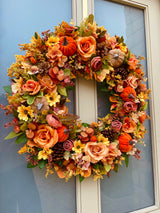 Extra large velvet pumpkin Autumn wreath