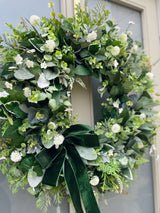 Luxury artificial natural look eucalyptus greenery year round wreath
