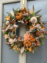 Luxury artificial golden pumpkin Autumn wreath