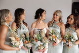 Luxury artificial rustic Bridal Bouquet, nude and orange silk, preserved and pampas wedding bouquet collection