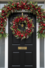 Extra Large rich red rose artificial Christmas Wreath New