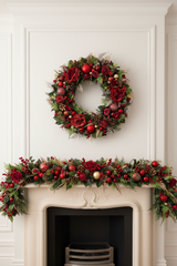 Extra Large rich red rose artificial Christmas Wreath New