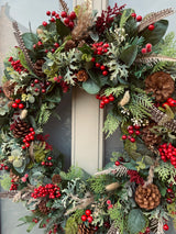Extra large luxury natural look red berry christmas wreath