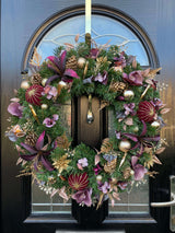 Extra large luxury plum purple and gold Christmas wreath