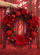 Extra large luxury rich red poinsettia christmas wreath
