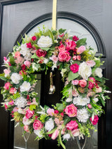 Extra large luxury summer wreath pink and white