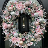 Large Luxury Pink and Silver Christmas Wreath