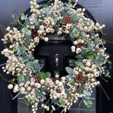 Autumn Winter artificial white berry wreath