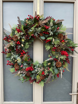 Extra large luxury natural look red berry christmas wreath