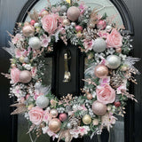 Large Luxury Pink and Silver Christmas Wreath