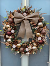 Large luxury bronze, brown and gold Christmas wreath