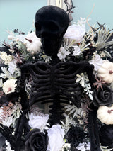 Extra large luxury artificial Halloween skeleton wreath black and white