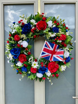 Extra large luxury Patriotic Red, white and blue artificial wreath year round