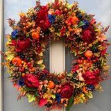 Extra large luxury bold autumn berry and pumpkin wreath