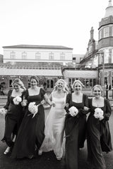 Long stem staggered velvet rose bridal wedding bouquet collection