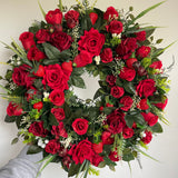 Luxury artificial Red rose and strawberry year round wreath