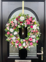 Extra large luxury summer wreath pink and white