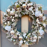 Large Luxury Winter White Snowy Christmas Wreath