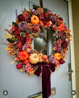 Extra large luxury purple and orange Autumn pumpkin wreath