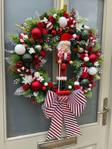 Large luxury candy cane nutcracker Christmas wreath