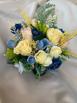 Luxury lemon yellow and blue memorial grave pot
