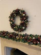 Extra large luxury plum purple and gold Christmas wreath