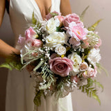 The Exquisite Extra Large Luxury artificial Ivory and Pink Bridal Wedding bouquet