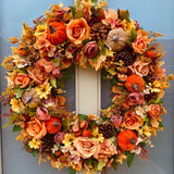 Extra large velvet pumpkin Autumn wreath