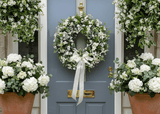 Luxury artificial baby’s breath wreath, full door view