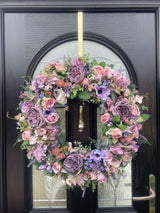 Large Luxury Artificial Year Round dusky Pink and Purple Peony Wreath