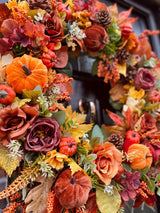 Extra large velvet pumpkin Autumn wreath