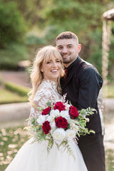 Luxury red and white artificial wedding bouquet collection