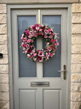 Luxury artificial Pink rose wreath year round