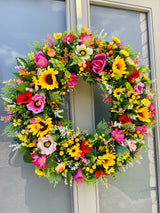 Extra large sunflower summer wreath handmade