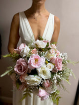 The Exquisite Extra Large Luxury artificial Ivory and Pink Bridal Wedding bouquet