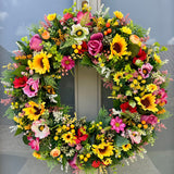 Extra large sunflower summer wreath handmade