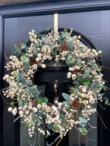 Autumn Winter artificial white berry wreath