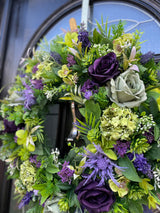 Large luxury year round purple and green Wimbledon wreath