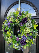 Large luxury year round purple and green Wimbledon wreath