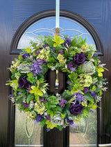 Large luxury year round purple and green Wimbledon wreath