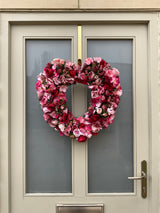 Large luxury pink heart shape wreath year round