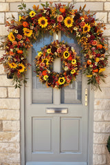 Sunflower Pumpkin and berry artificial autumn wreath