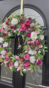 Extra large luxury summer wreath pink and white