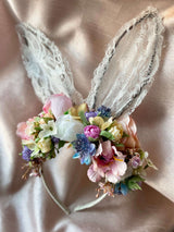 Bunny ear flower crown headband