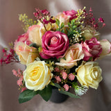 Pink and lemon luxury artificial memorial grave pot